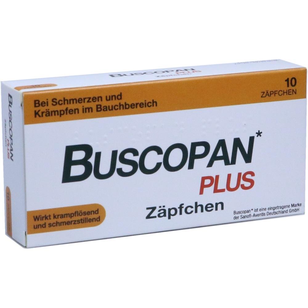 Eine Packung Buscopan Plus Zäpfchen gegen Bauchschmerzen.