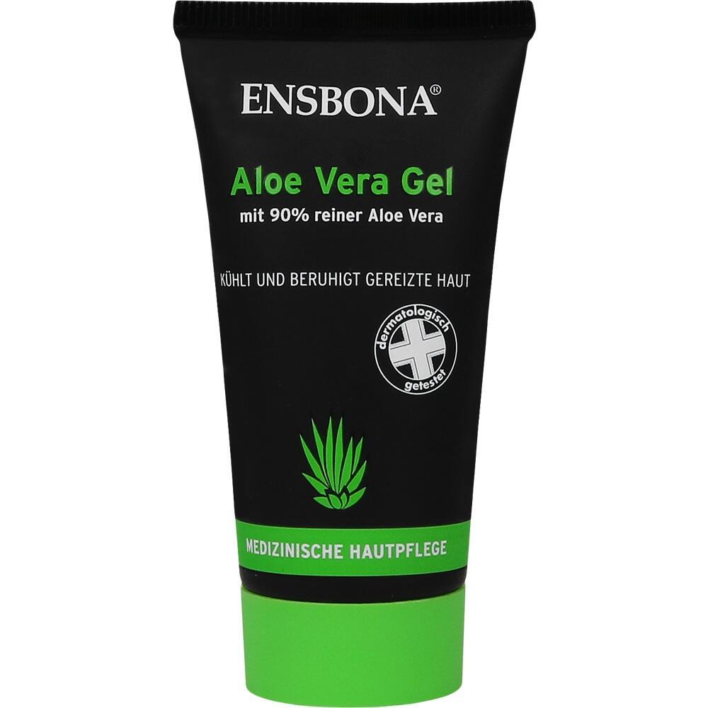 Schwarze Tube Aloe Vera Gel mit grünem und weißem Aufdruck.