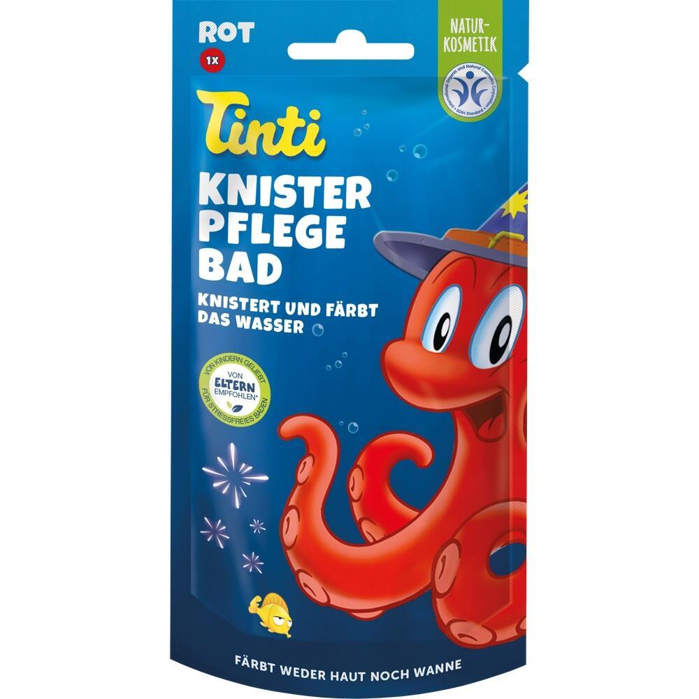 Rote Badewanne-Packung mit einem fröhlichen, roten Oktopus darauf.