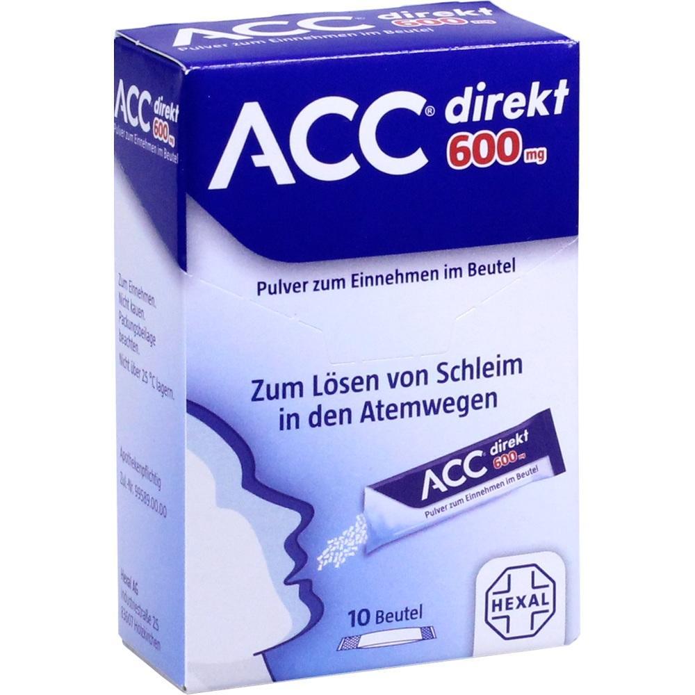 Eine Packung ACC direkt 600 mg Pulver zur Schleimlösung in den Atemwegen.