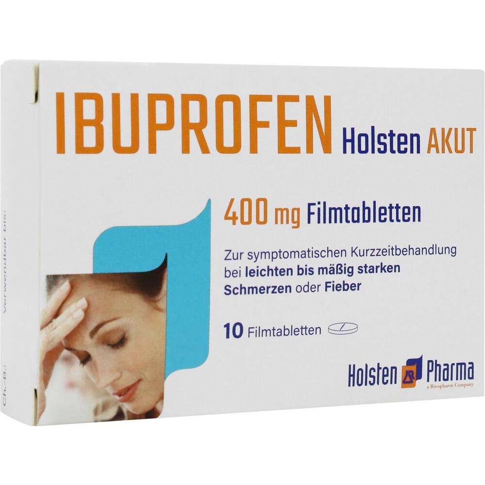 Eine Packung Ibuprofen 400 mg Filmtabletten gegen Schmerzen und Fieber.