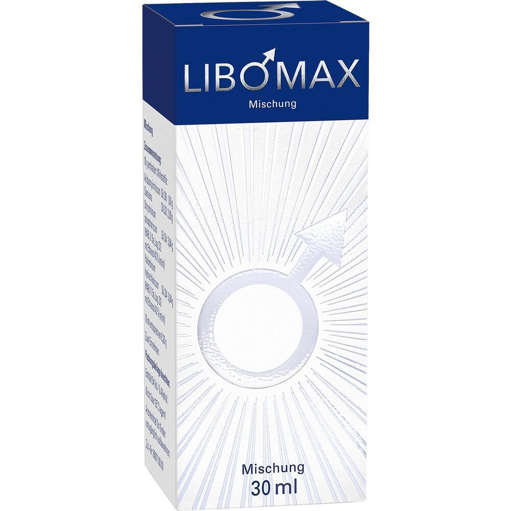 Eine blaue und weiße Box mit der Aufschrift "LiboMax Mischung 30 ml".