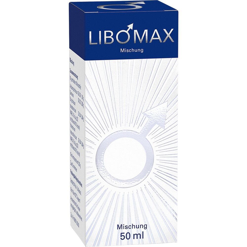 Weiße Verpackung mit blauem Deckel und dem Wort "Libomax" sowie einem Männersymbol.