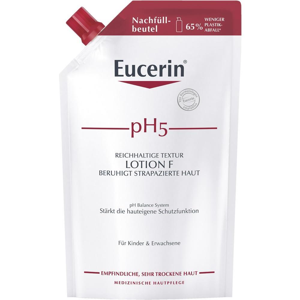 Eine Nachfüllpackung Eucerin pH5 Lotion für empfindliche, trockene Haut.