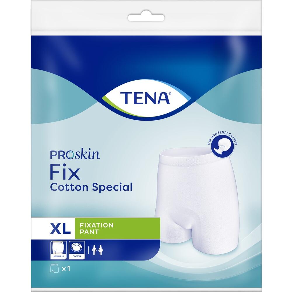 Verpackung von TENA Proskin Fix, Baumwollhose in Größe XL.
