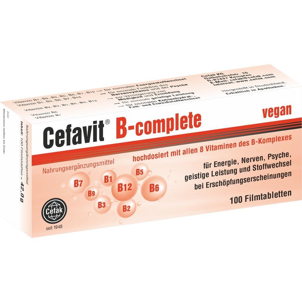 Eine Packung vegane Vitamin-B-Komplex Filmtabletten.
