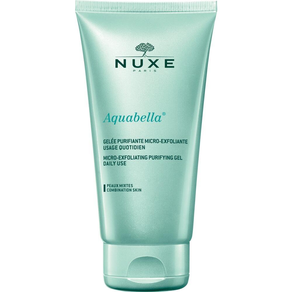 Ein blau-grünes Pflegetuben-Produkt der Marke Nuxe mit der Aufschrift "Aquabella".