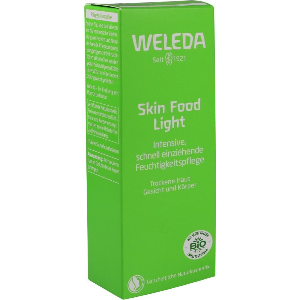 Grüne Verpackung von Weleda mit Feuchtigkeitscreme für trockene Haut.