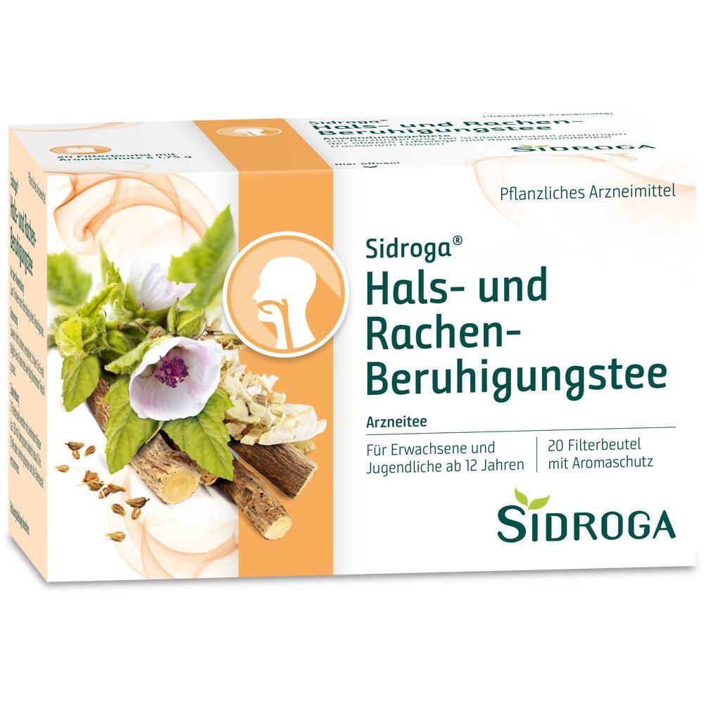 Tee-Packung mit Kräutern für Hals- und Rachenberuhigung ab 12 Jahren.