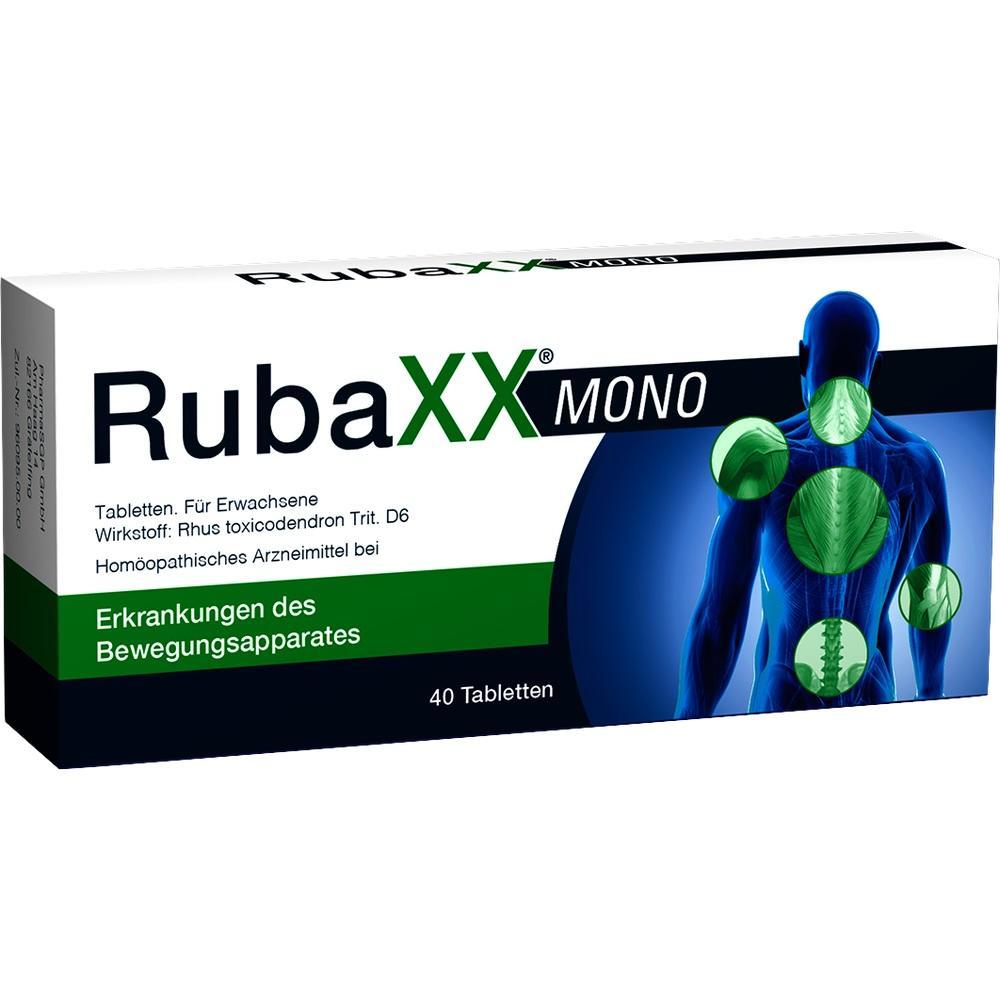 Packung mit RubaXX Mono Tabletten für die Behandlung des Bewegungsapparates.