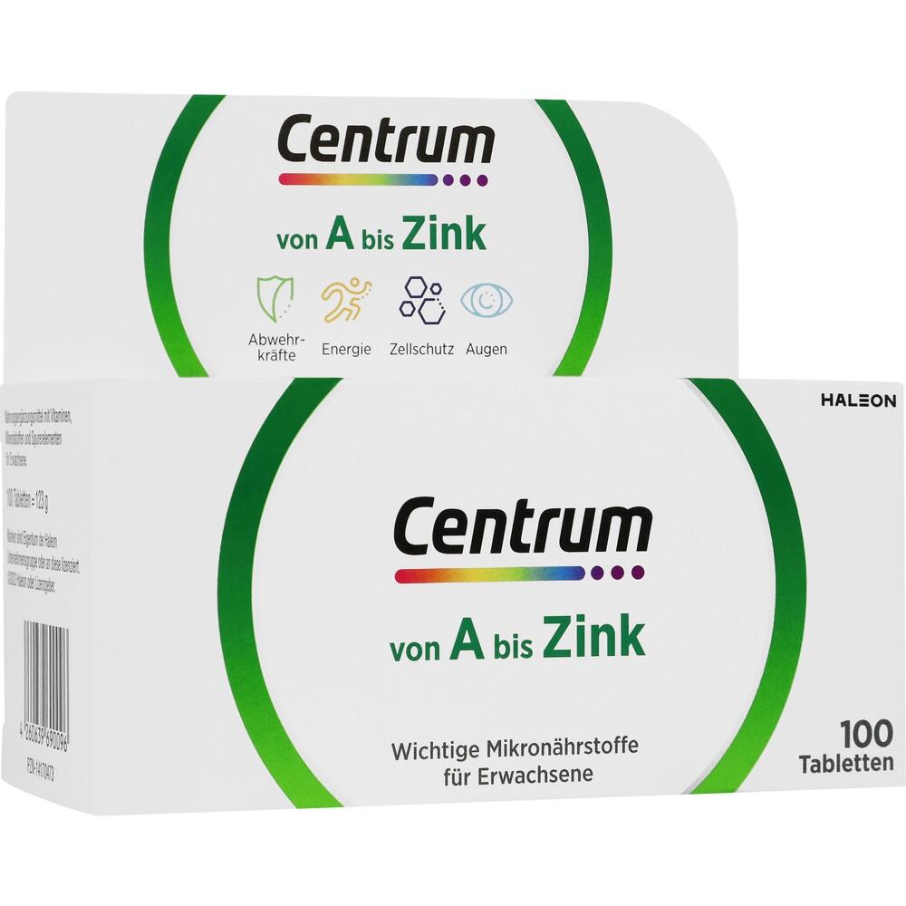 Packung von "Centrum" Vitaminen, 100 Tabletten für Erwachsene.