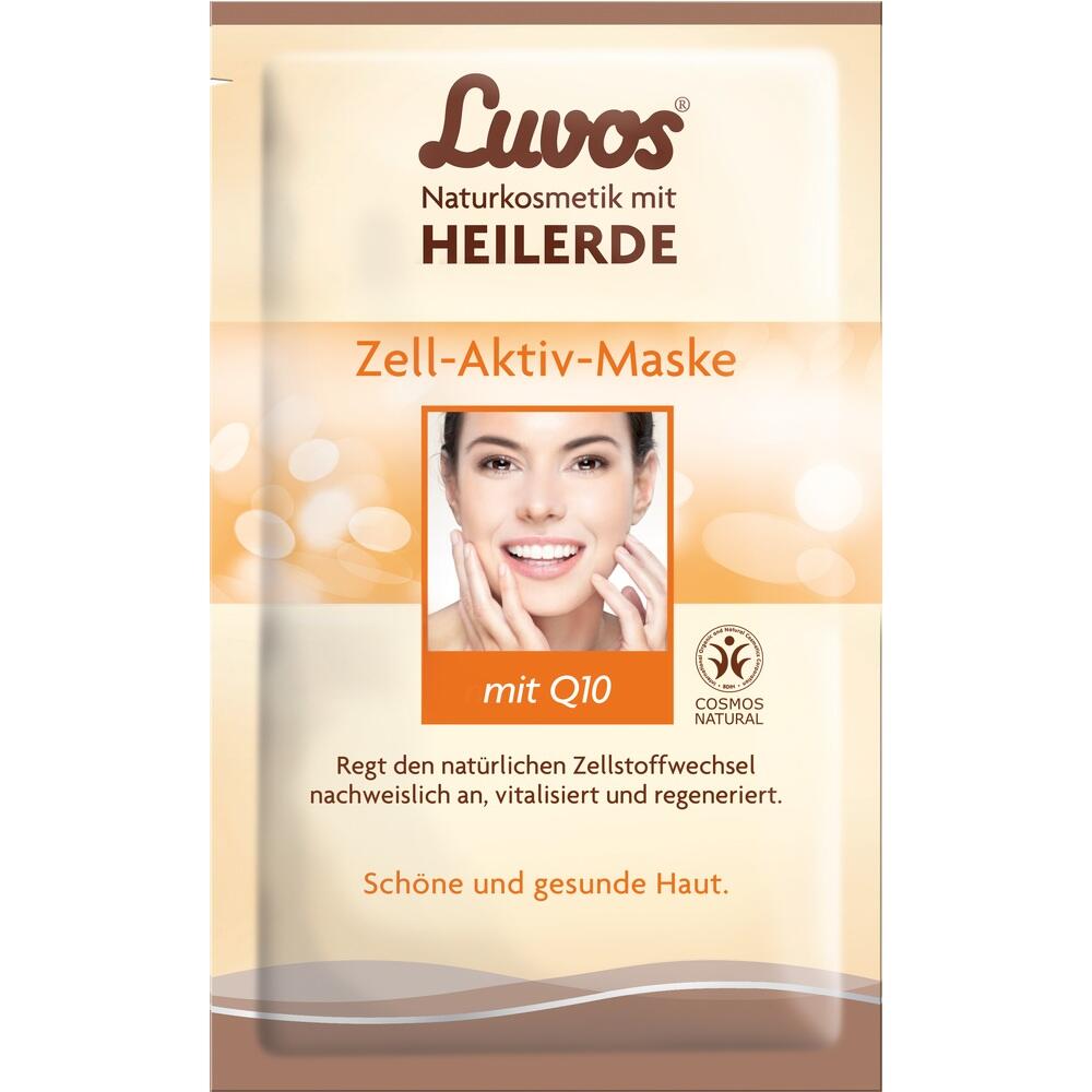 Eine Verpackung für eine Gesichtsmaske zeigt eine lächelnde Person und Text zur Hautpflege.