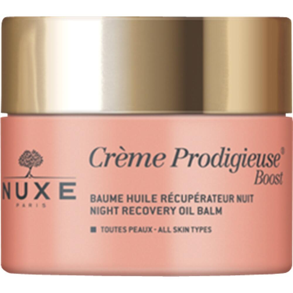 Rosa Cremedose mit goldfarbenem Deckel und der Aufschrift „Crème Prodigieuse Boost“.