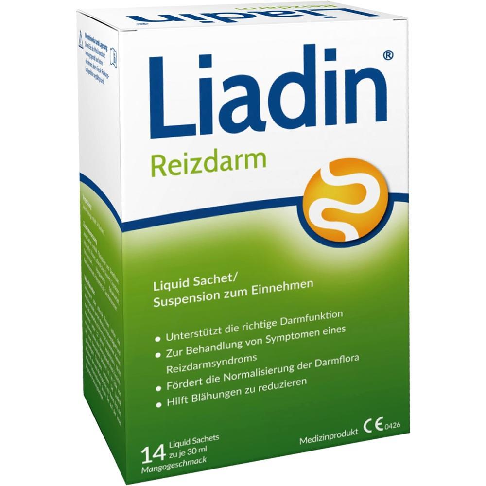Grüne und weiße Verpackung mit der Aufschrift "Liadin Reizdarm".