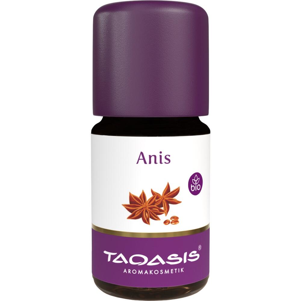 Braunes Fläschchen mit lila Verschluss, darauf steht "Anis" und zeigt Sternanis.