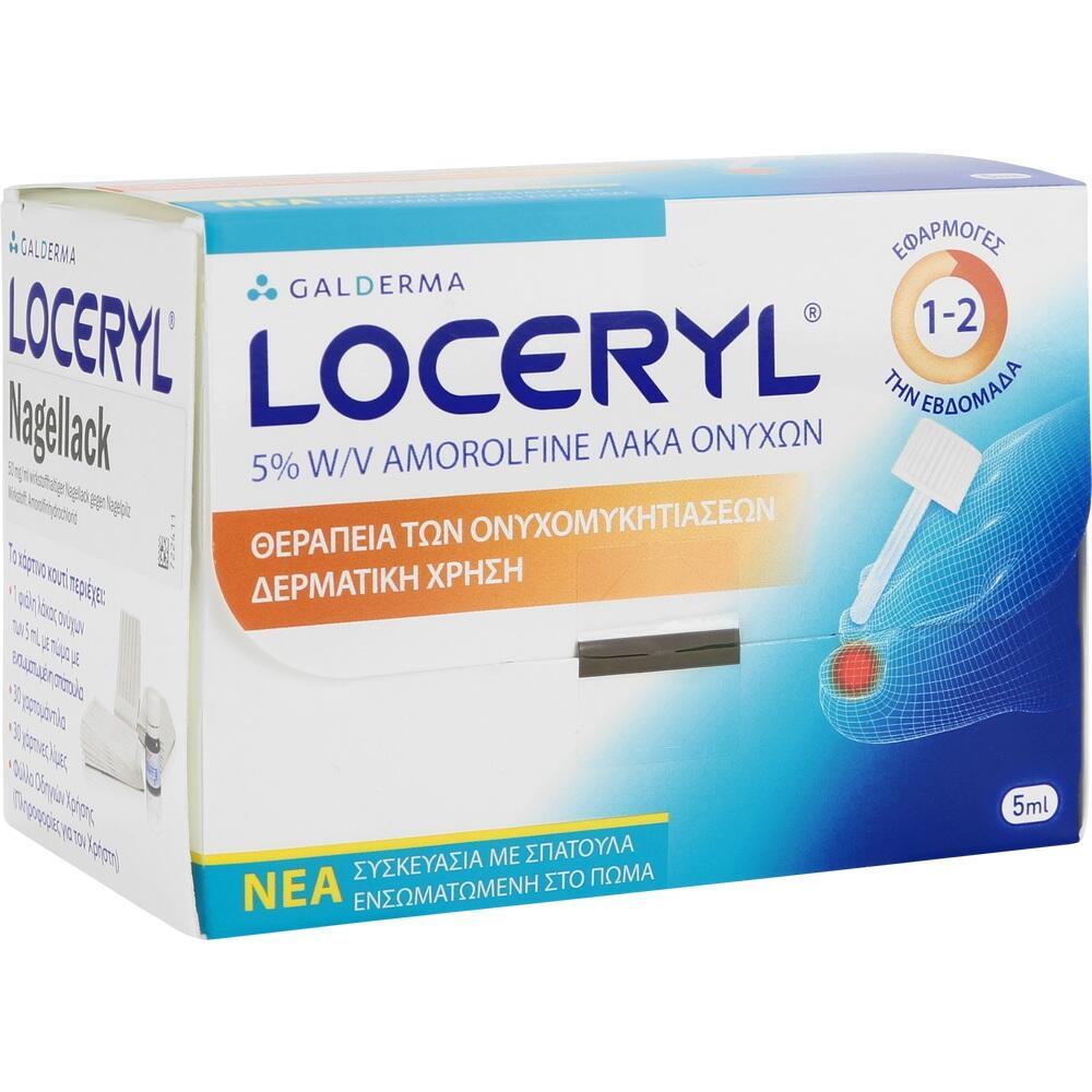 Eine Verpackung des Nagellacks Loceryl zur Behandlung von Nagelpilz.