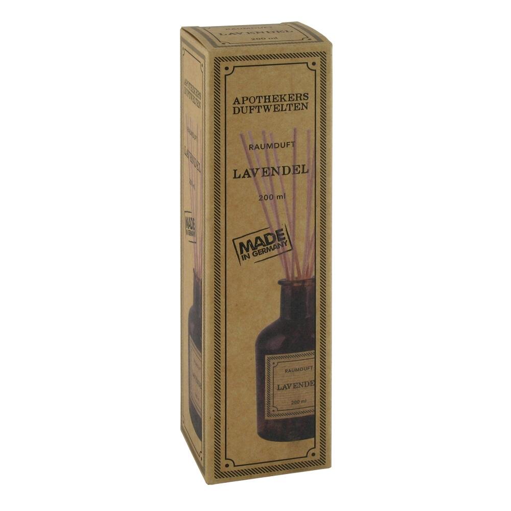 Braune Verpackung für Lavendel-Raumduft mit der Aufschrift "Made in Germany".