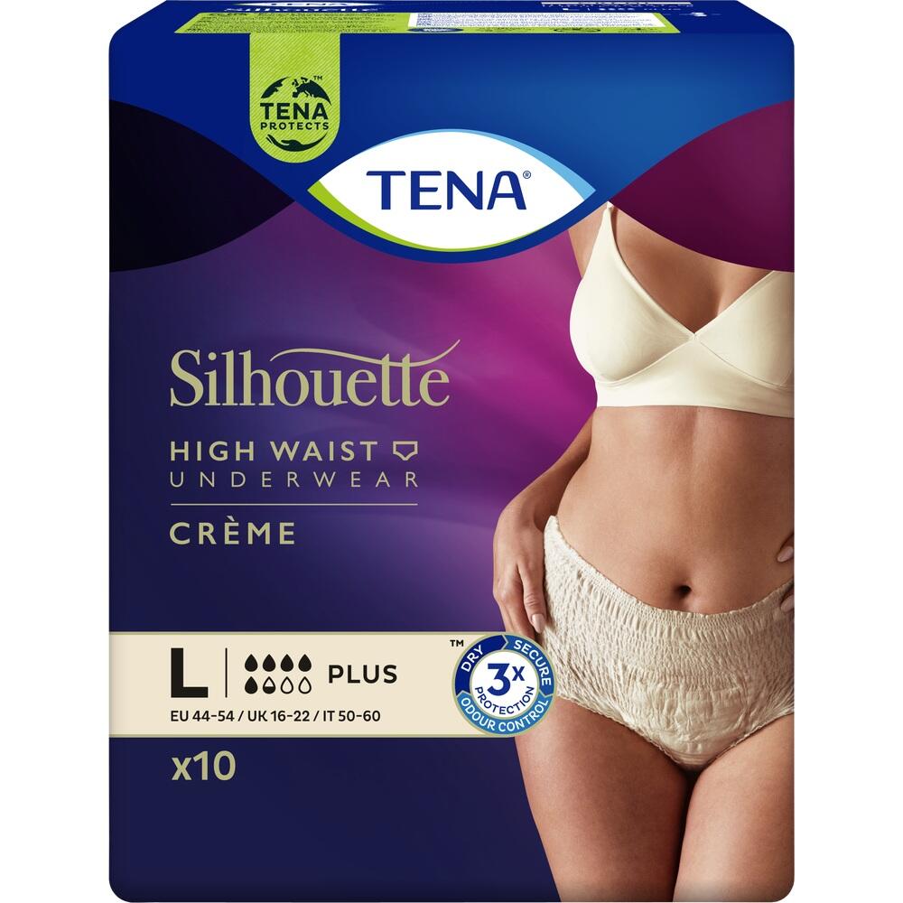 Verpackung für TENA Silhouette Unterwäsche in Creme, Größe L.