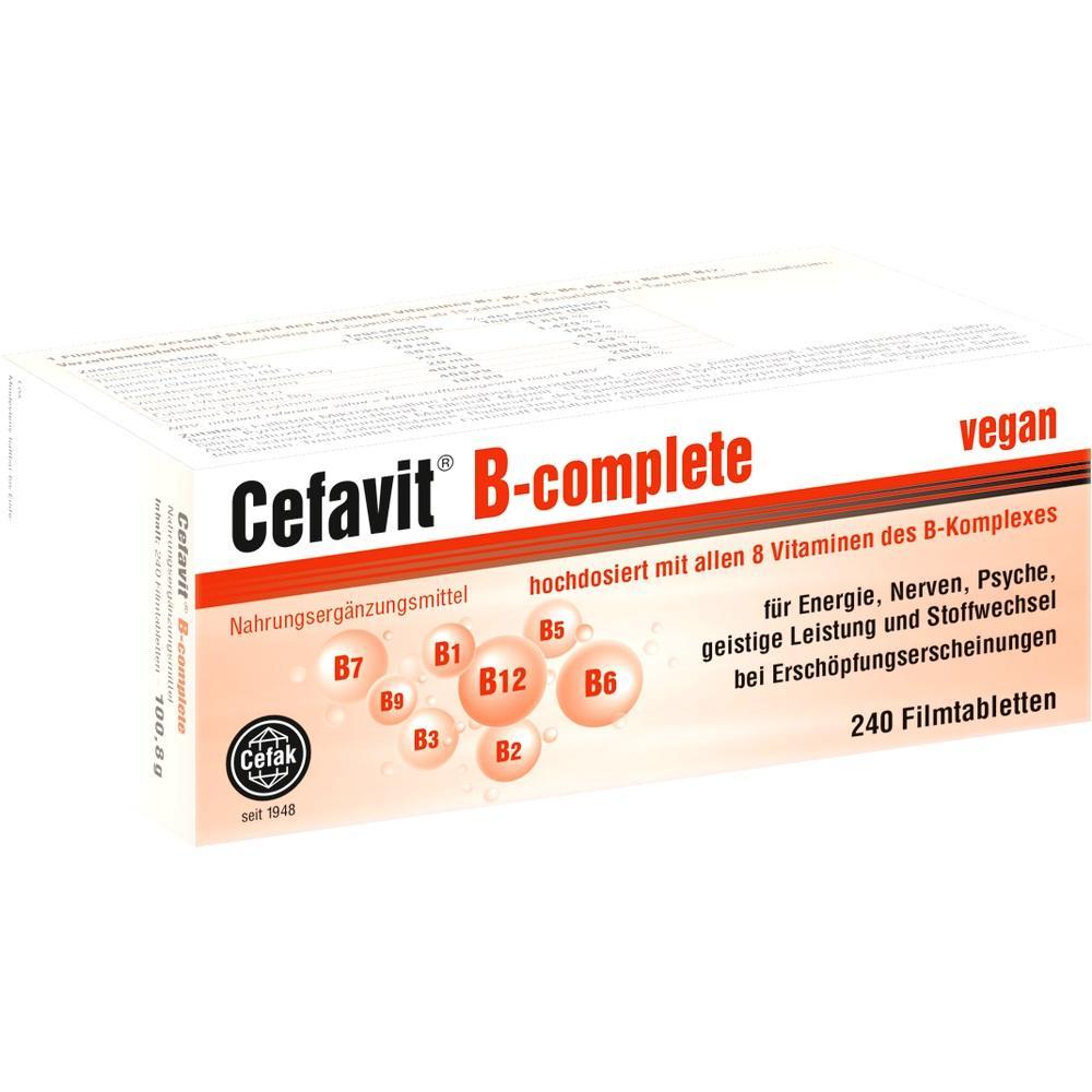 Eine Verpackung von Cefavit B-complete, einem Nahrungserg&auml;nzungsmittel mit B-Vitaminen.