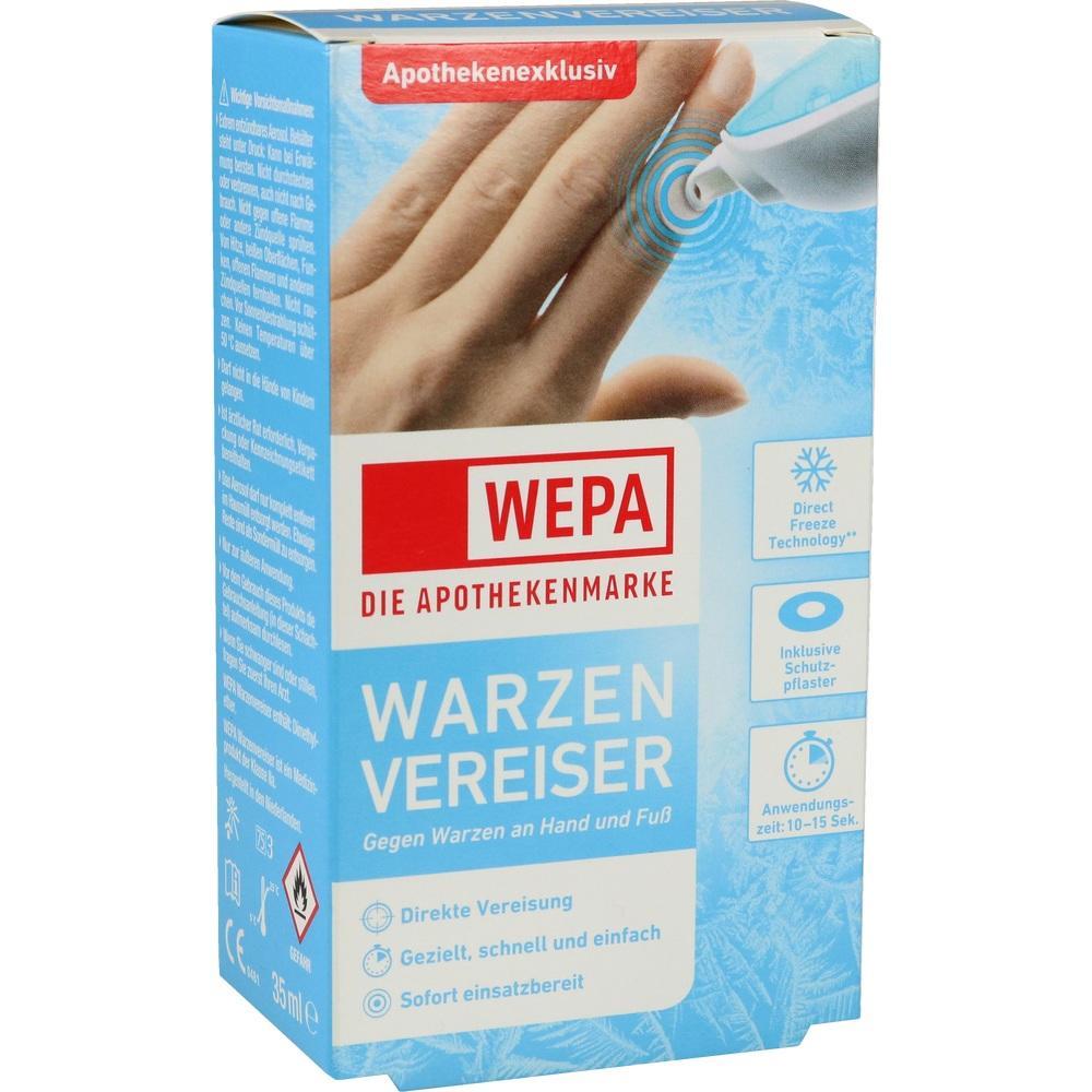 Verpackung eines Warzenvereisers für Hände und Füße, Marke WEPA.
