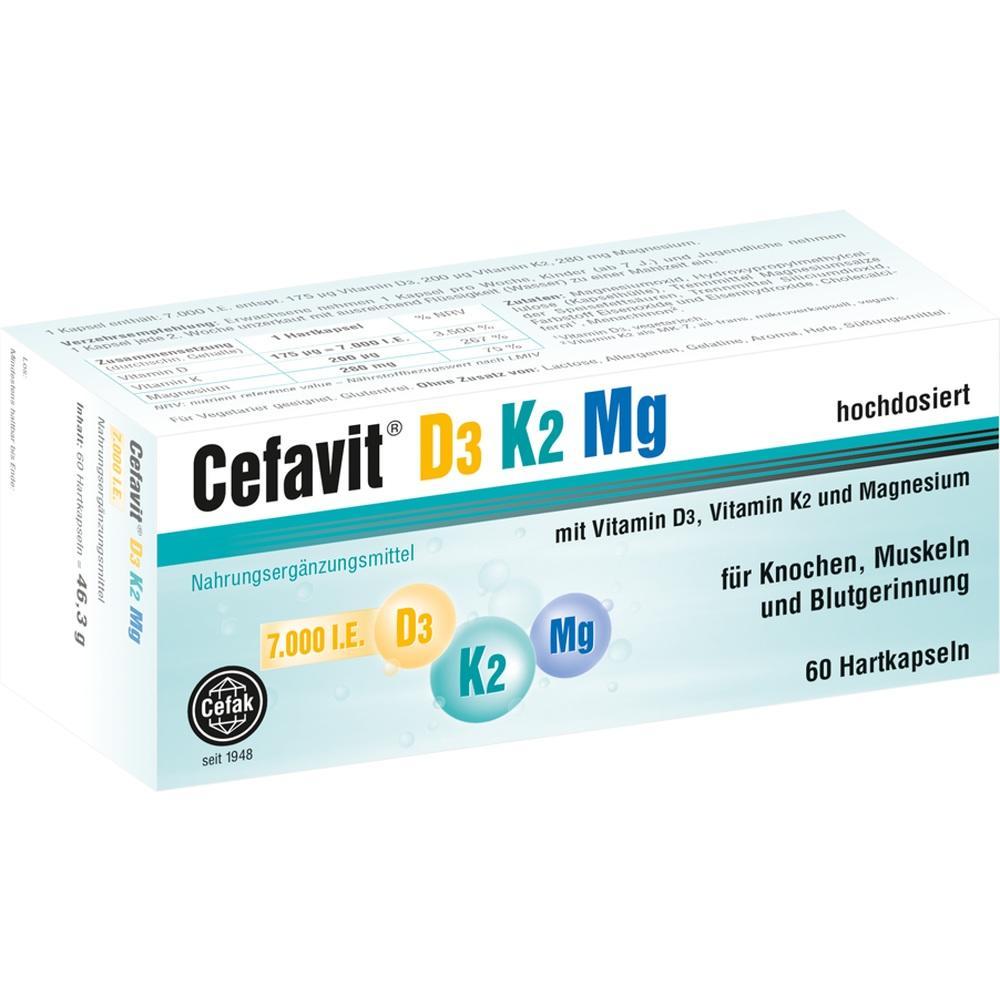 Eine Packung mit Vitamin D3, K2 und Magnesium f&uuml;r Knochen und Muskeln.