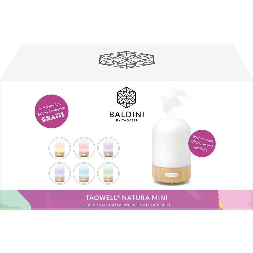 Weiße Verpackung mit Aromadiffuser, bunten Lichtoptionen und gratis Duftöl.