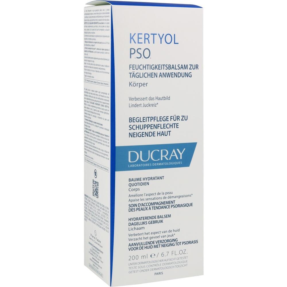 Eine Verpackung von Ducray Kerityol PSO Feuchtigkeitsbalsam f&uuml;r schuppige Haut.