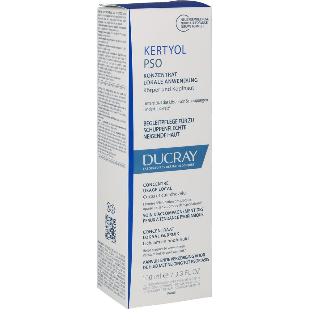 Eine wei&szlig;e Schachtel mit blauer Aufschrift f&uuml;r ein Hautpflegeprodukt von Ducray.