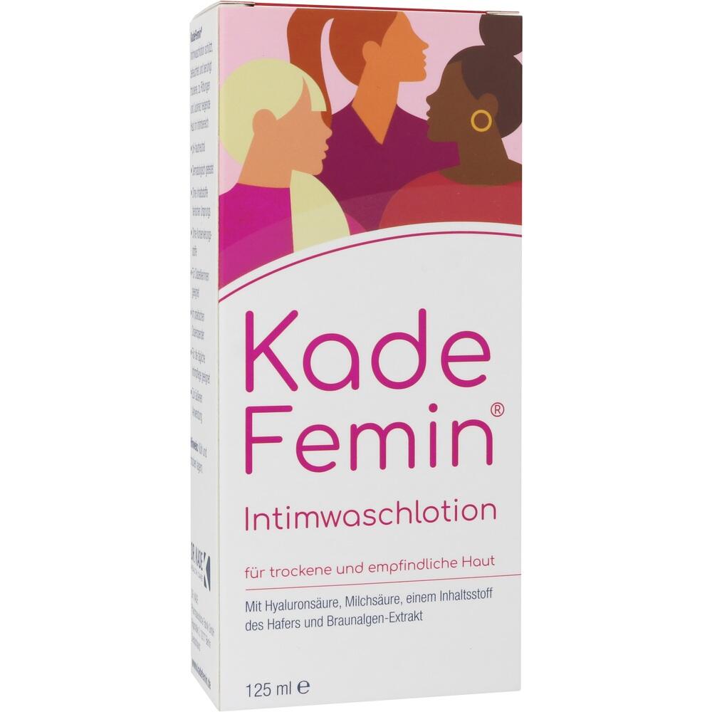 Weiße Verpackung einer Intimwaschlotion mit rosa Akzenten.