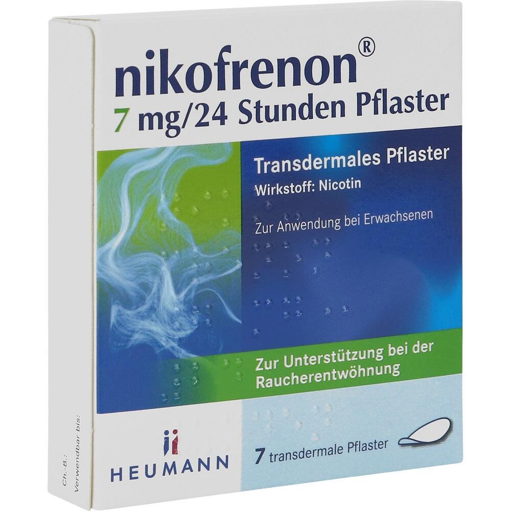 Nikofrenon-Pflaster-Packung zur Unterstützung bei der Raucherentwöhnung.