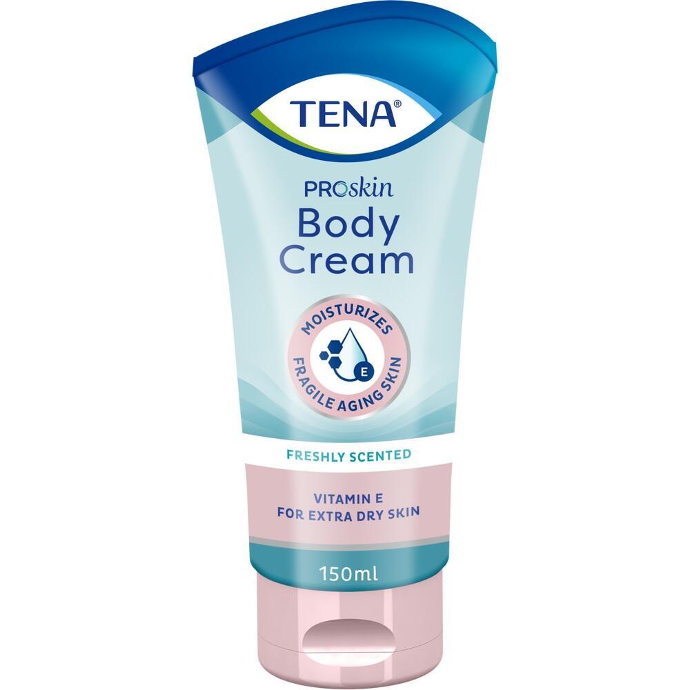 Eine Tube Body Cream für trockene Haut mit Vitamin E.