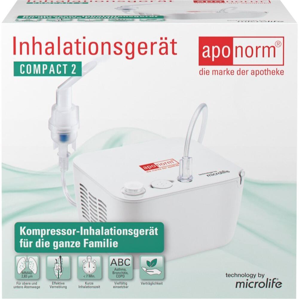 Eine Verpackung mit einem weißen Inhalationsgerät der Marke "aponorm".