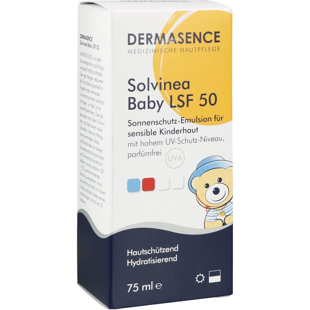 Verpackung einer Sonnencreme für Babys mit einem Bärchen darauf.