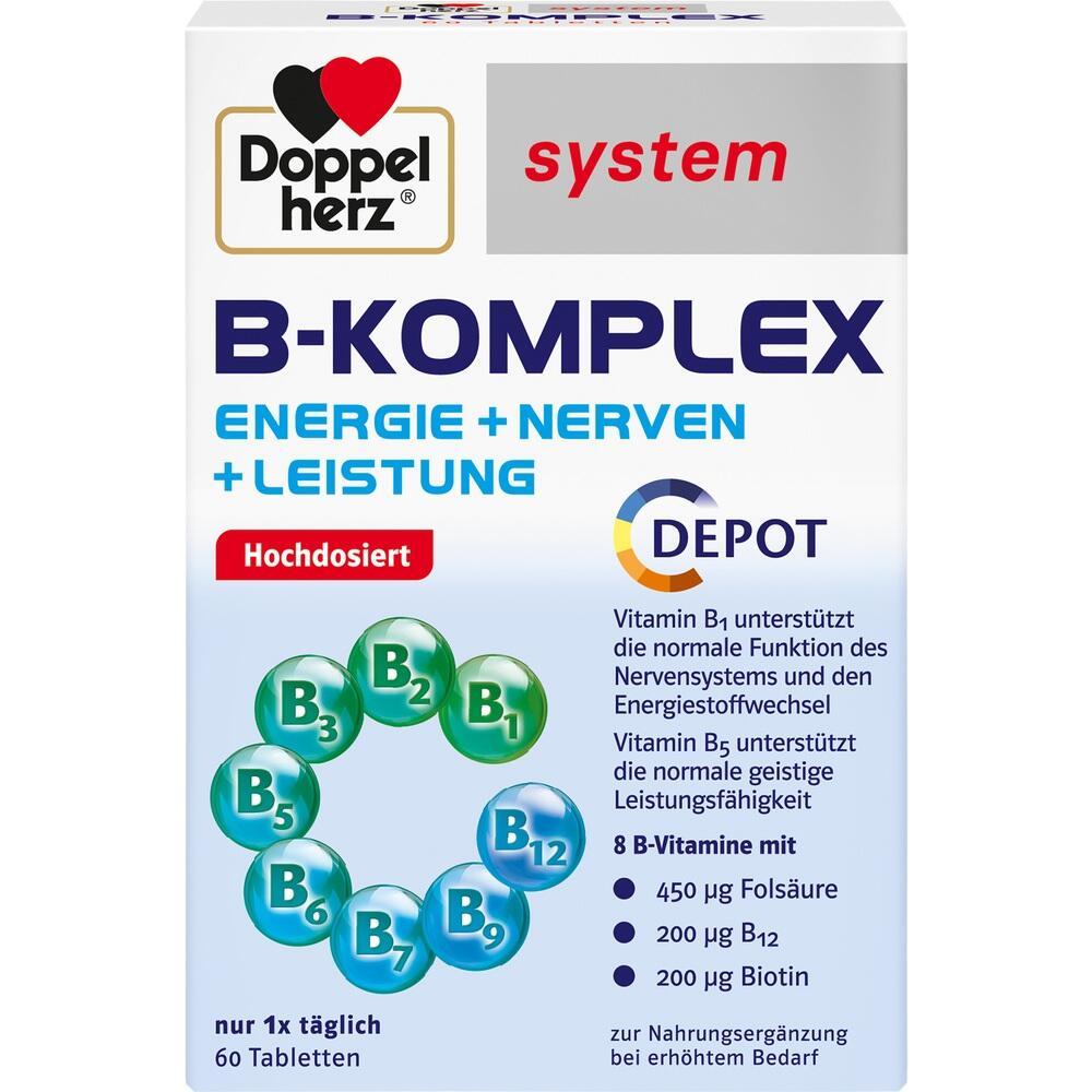 Verpackung von Vitamin B-Komplex Tabletten der Marke Doppelherz.