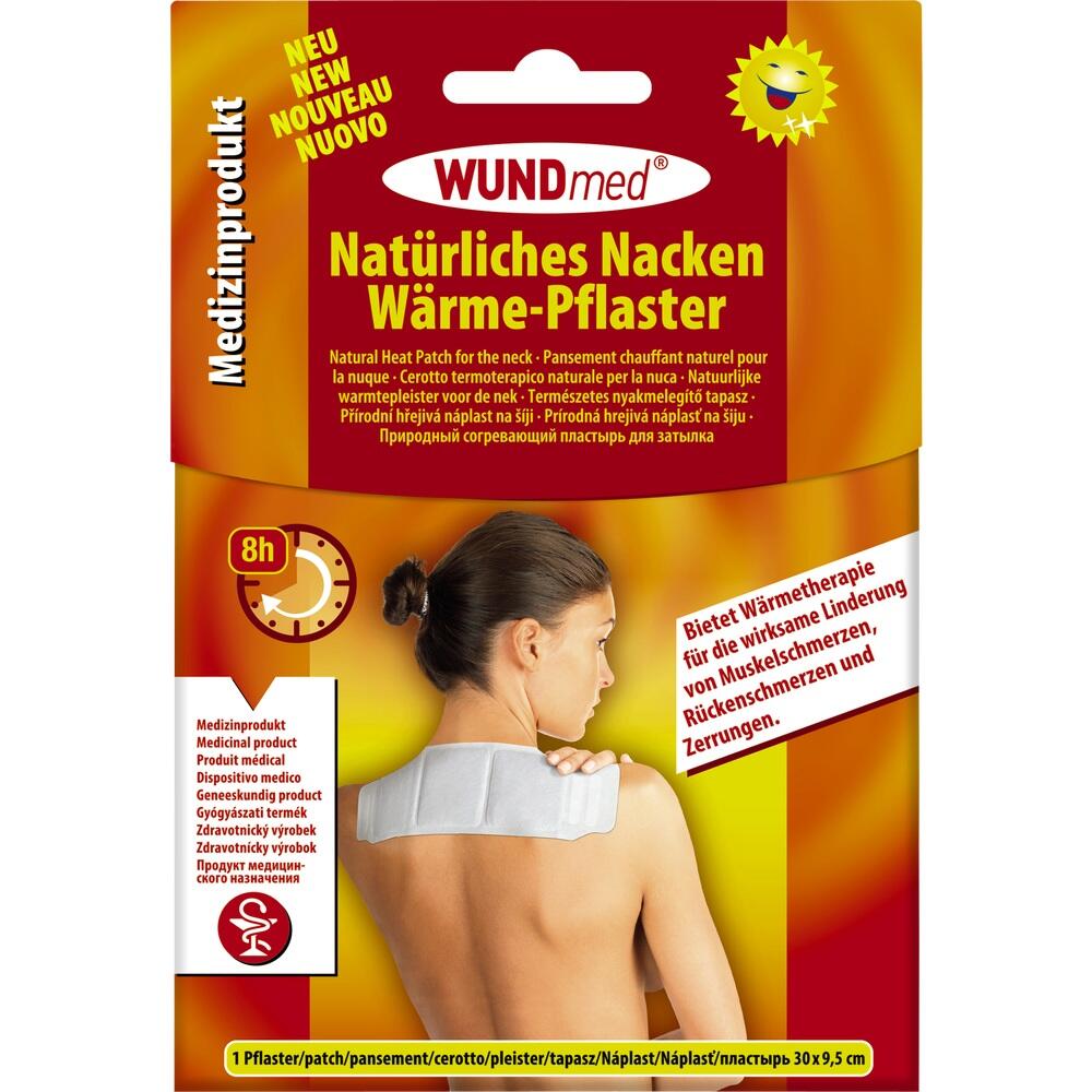 Verpackung eines Nacken-Wärmepflasters mit einer Frau auf der Rückseite.