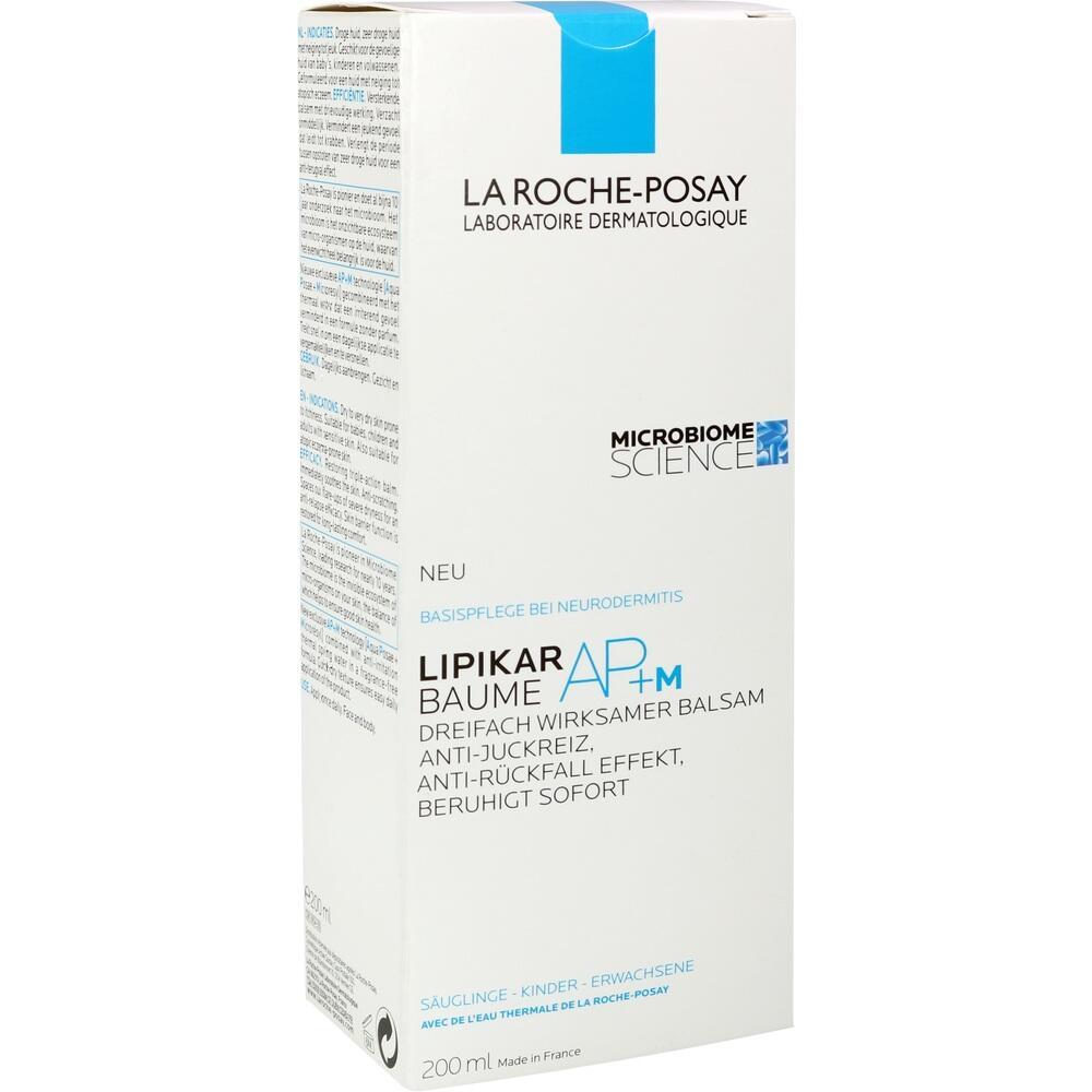 Weiße Packung mit La Roche-Posay Lipikar Baume AP+M Balsam gegen Juckreiz.