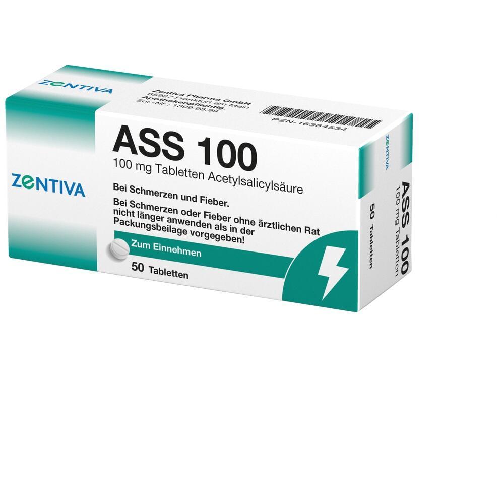 Eine Packung mit 50 Tabletten Acetylsalicylsäure zur Schmerzlinderung.