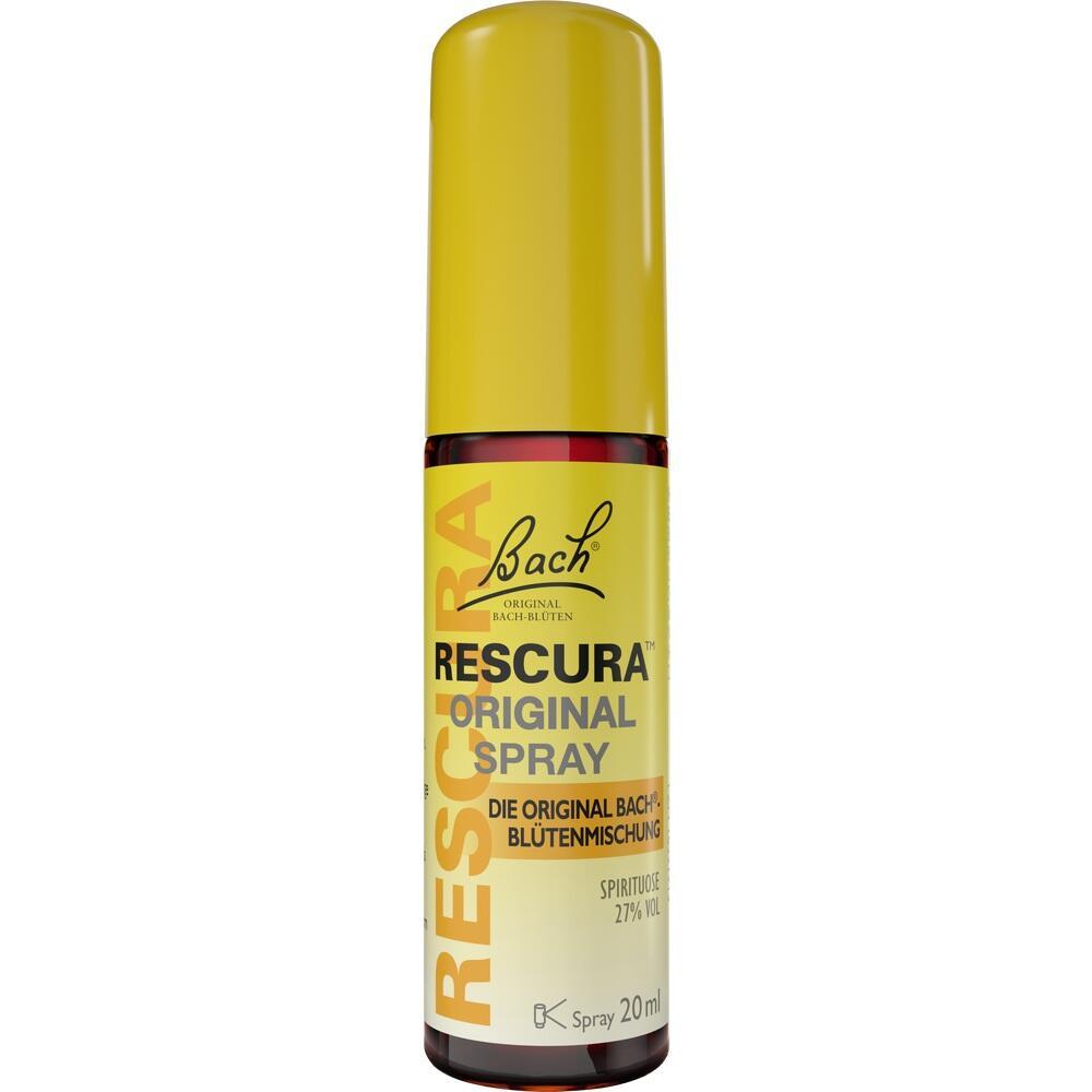 Gelbes Sprayfläschchen mit der Aufschrift "Rescura Original".
