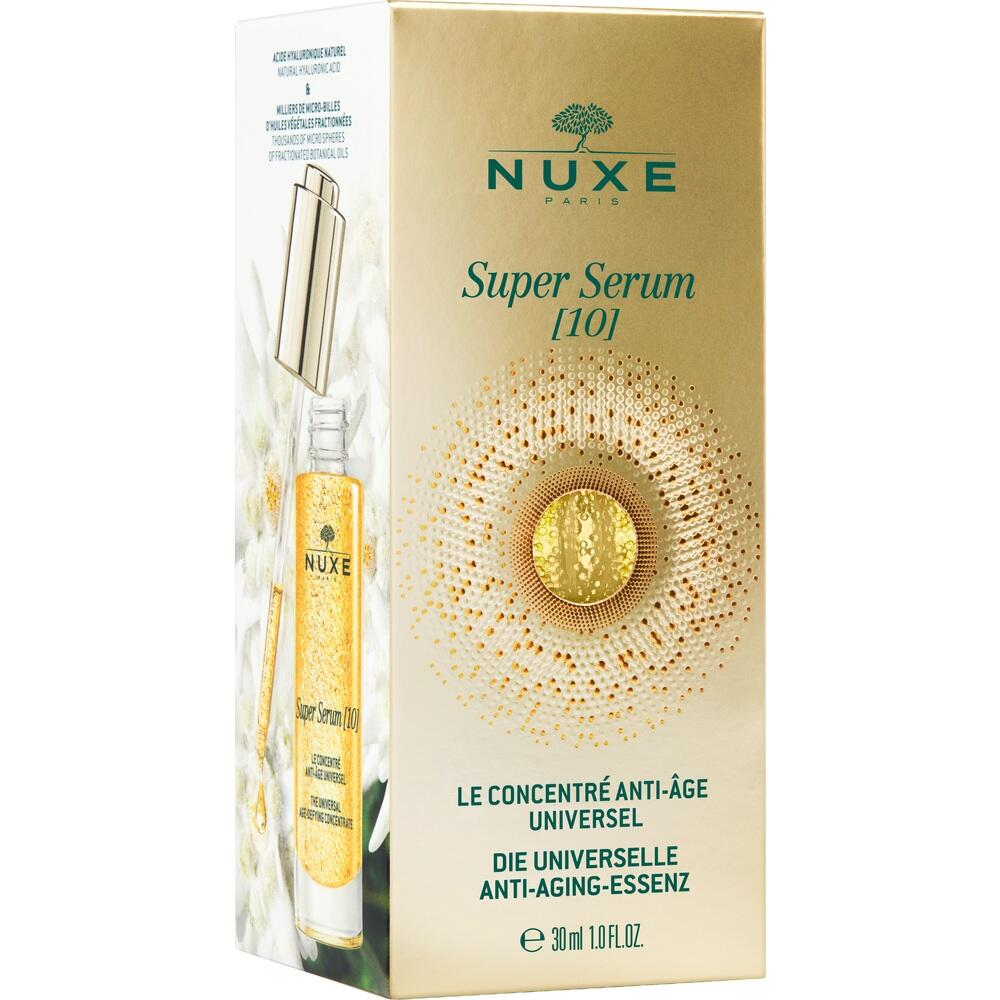 Goldenes Serumfläschchen mit glänzendem Deckel und Nuxe-Logo.
