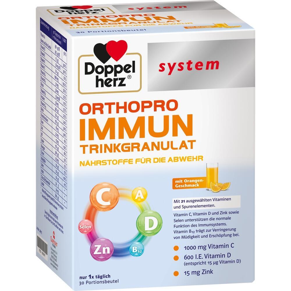 Packung mit Vitamin-Granulat zum Trinken, Orangegeschmack, für Immunsystem.