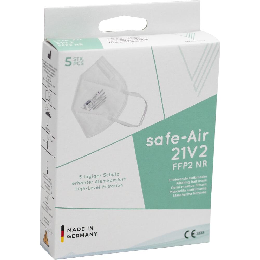 Eine Verpackung mit fünf FFP2-Masken der Marke "safe-Air."
