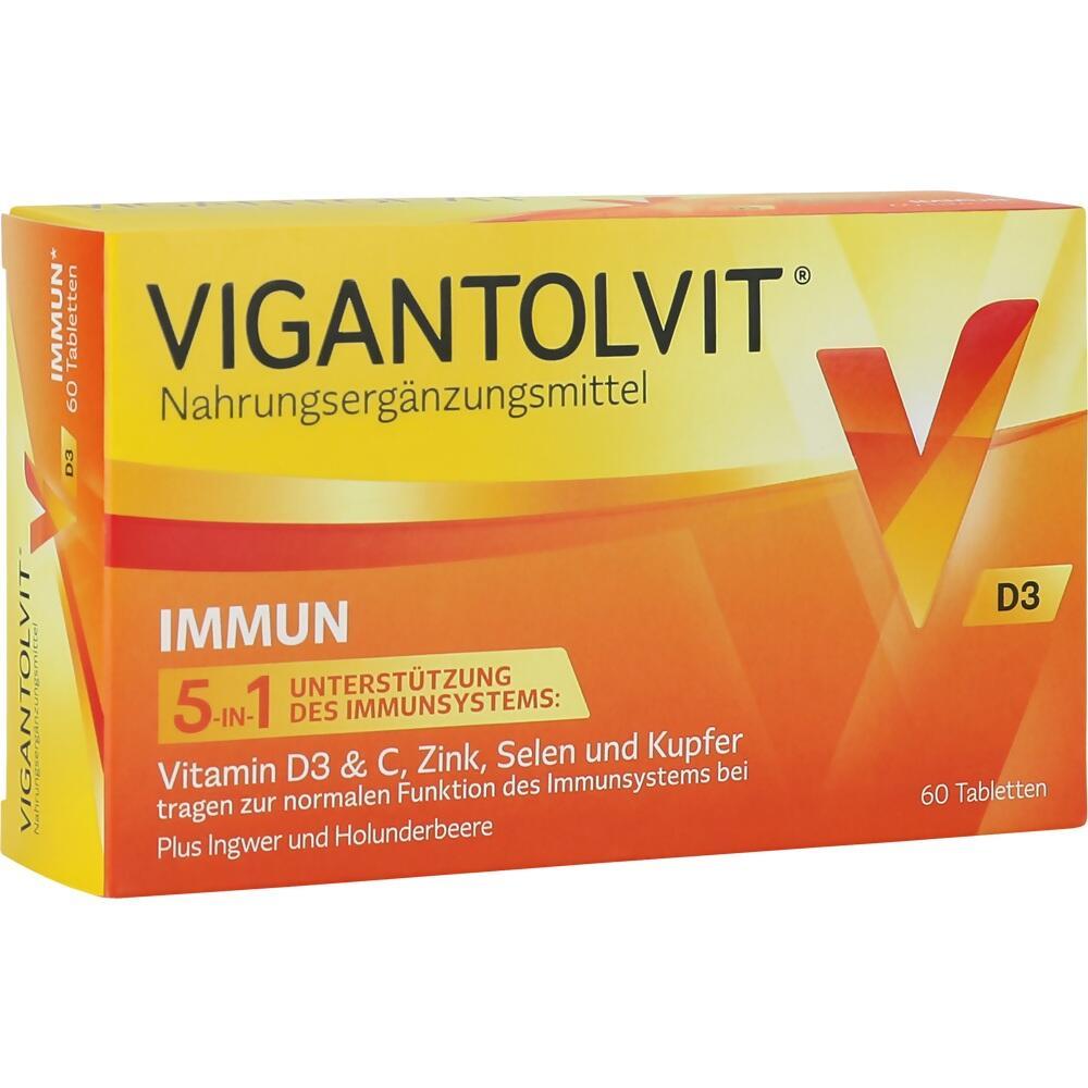 Eine gelb-orange Packung mit Nahrungserg&auml;nzungsmitteln f&uuml;r das Immunsystem.