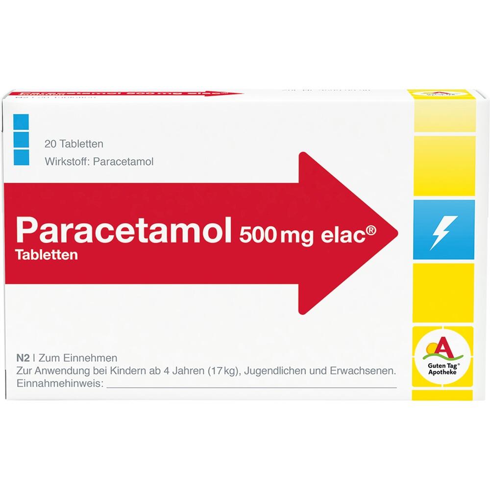 Packung mit Paracetamol-Tabletten zur Schmerzlinderung.