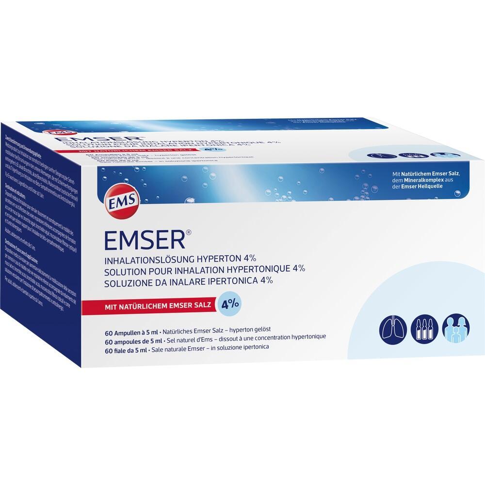 Weiße Verpackung von Emser Inhalationslösung mit blauem Text.