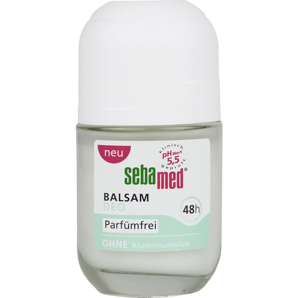 Eine Flasche Sebamed Deo-Balsam, parfümfrei und ohne Aluminiumsalze.