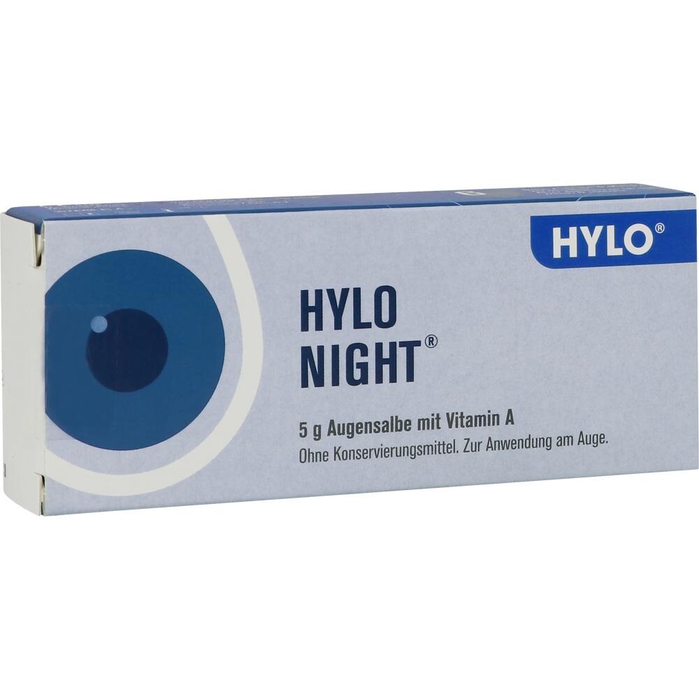 Eine blaue Packung Augensalbe mit Vitamin A für die Augenpflege.