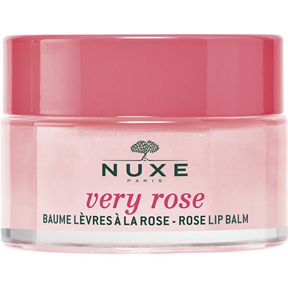 Ein rosafarbener Lippenbalsam von Nuxe in einem kleinen Tiegel.