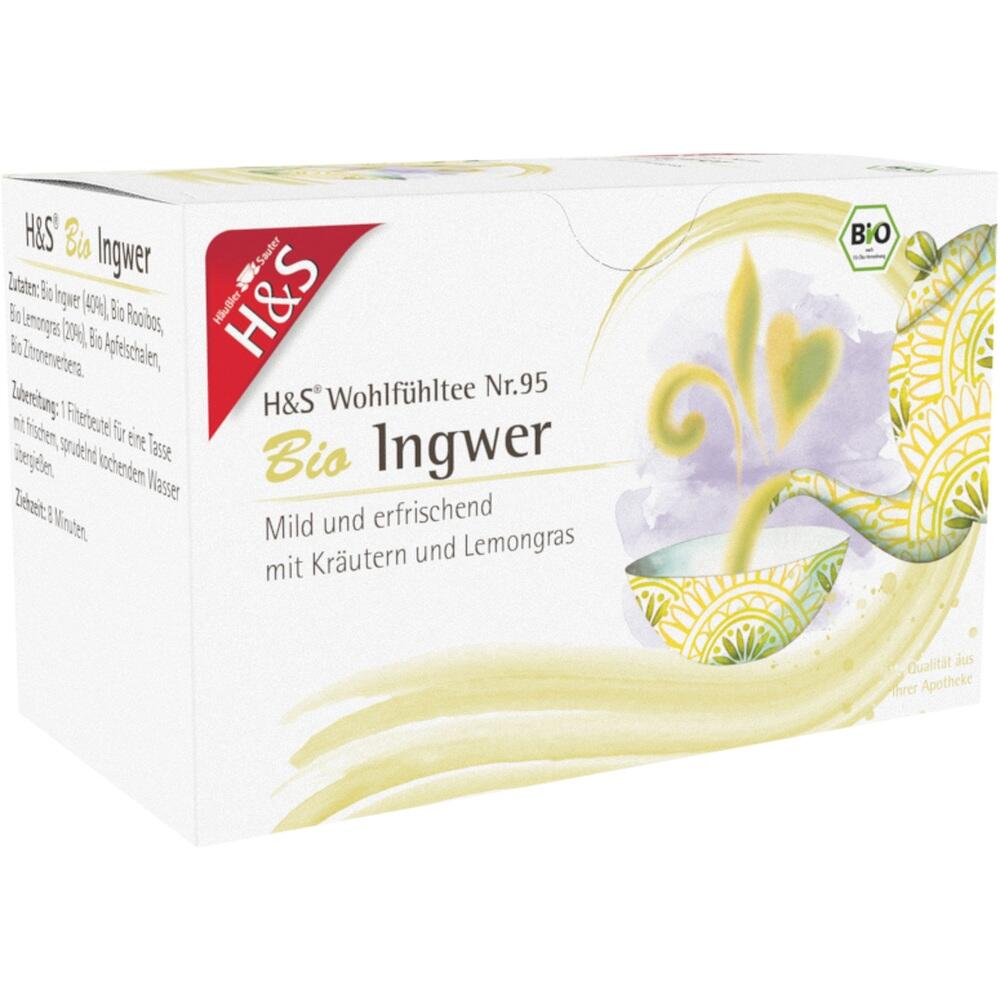 Packung Bio Ingwertee mit Zitronengras von H&S, mild und erfrischend.