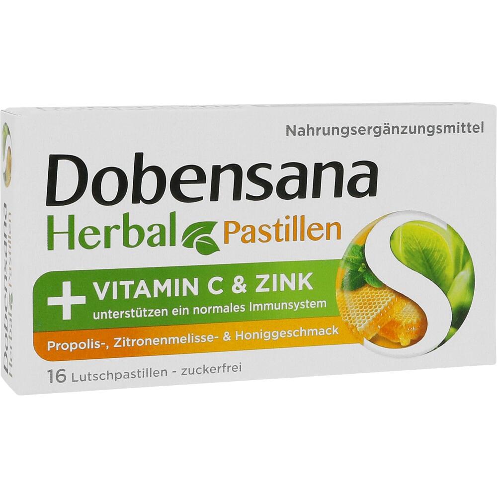 Packung Dobensana Lutschpastillen mit Vitamin C und Zink für das Immunsystem.