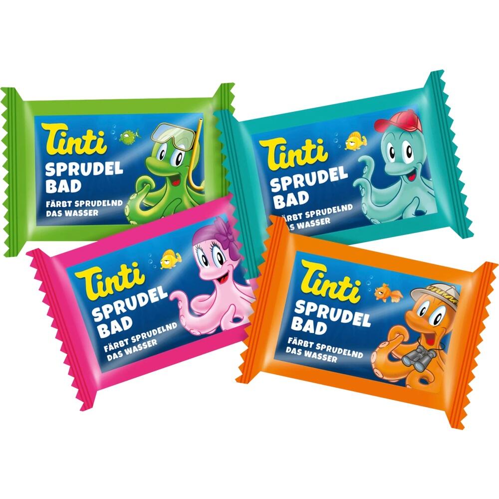 Bunte Badebombenverpackungen mit fröhlichen, cartoonhaften Oktopussen darauf.